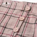 Different Models Brown Plaid Womens Skirts with Button